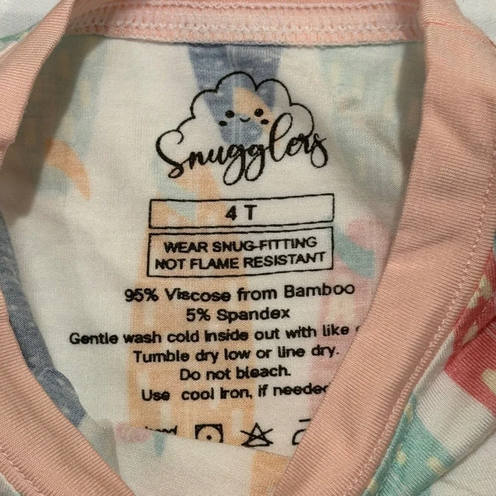 Snugglers Bamboo Viscose Surfboard Pajama Set Pink Blue Orange 4T NEW - Picture 4 of 4